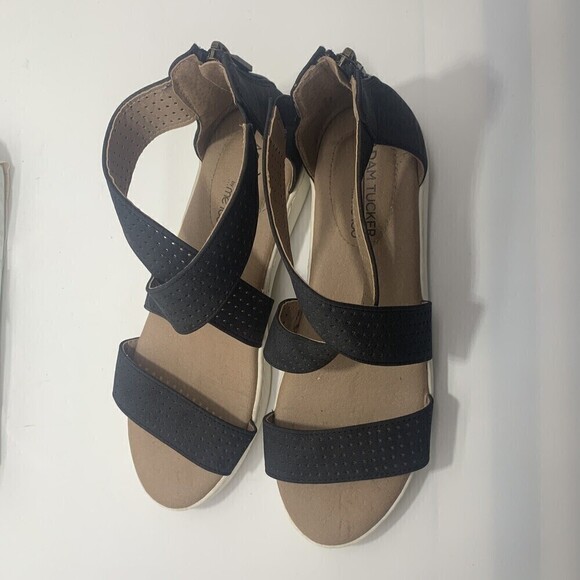 Adam Tucker Me Too Womens Rally Black Strappy Sandals 7 Medium - Picture 6 of 9